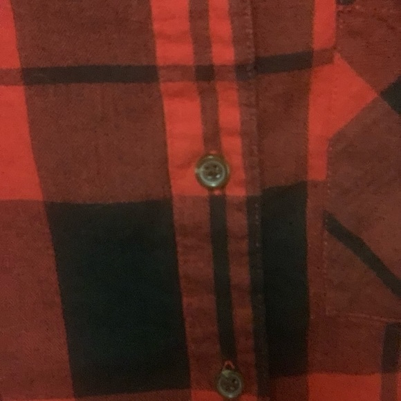 Old Navy red black Buffalo print boyfriend shirt XL - Picture 4 of 8
